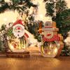Merry Christmas Gift Led Luminous Santa  Snowman Shape Wooden  Ornaments