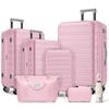 Neues stilvolles pinkes 6-teiliges erweiterbares Reisegepäck-Set mit kostenlosem Regenschirm, perfekt für Fernreisen und Geschäftsreisen