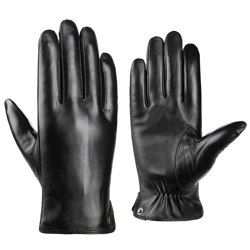 Men's Winter Waterproof Leather Gloves: Fleece-Lined, Windproof, Touchscreen-Compatible for Riding