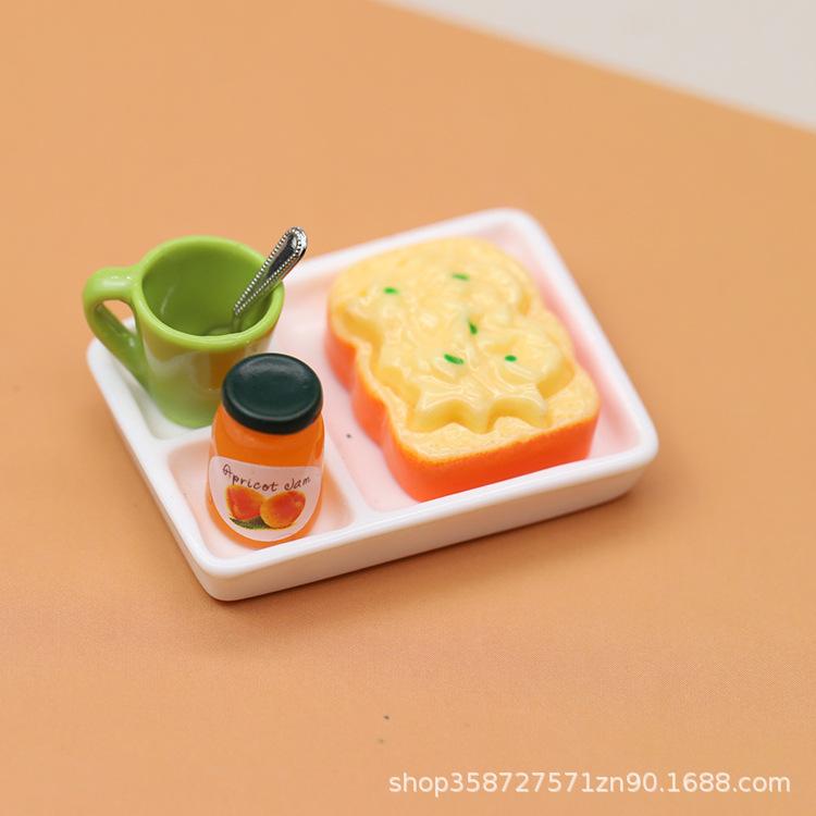 Dollhouse Doll House Miniature Toast Bread Jam Plate Food Play Simulation Scene Model Bo11 Ornament