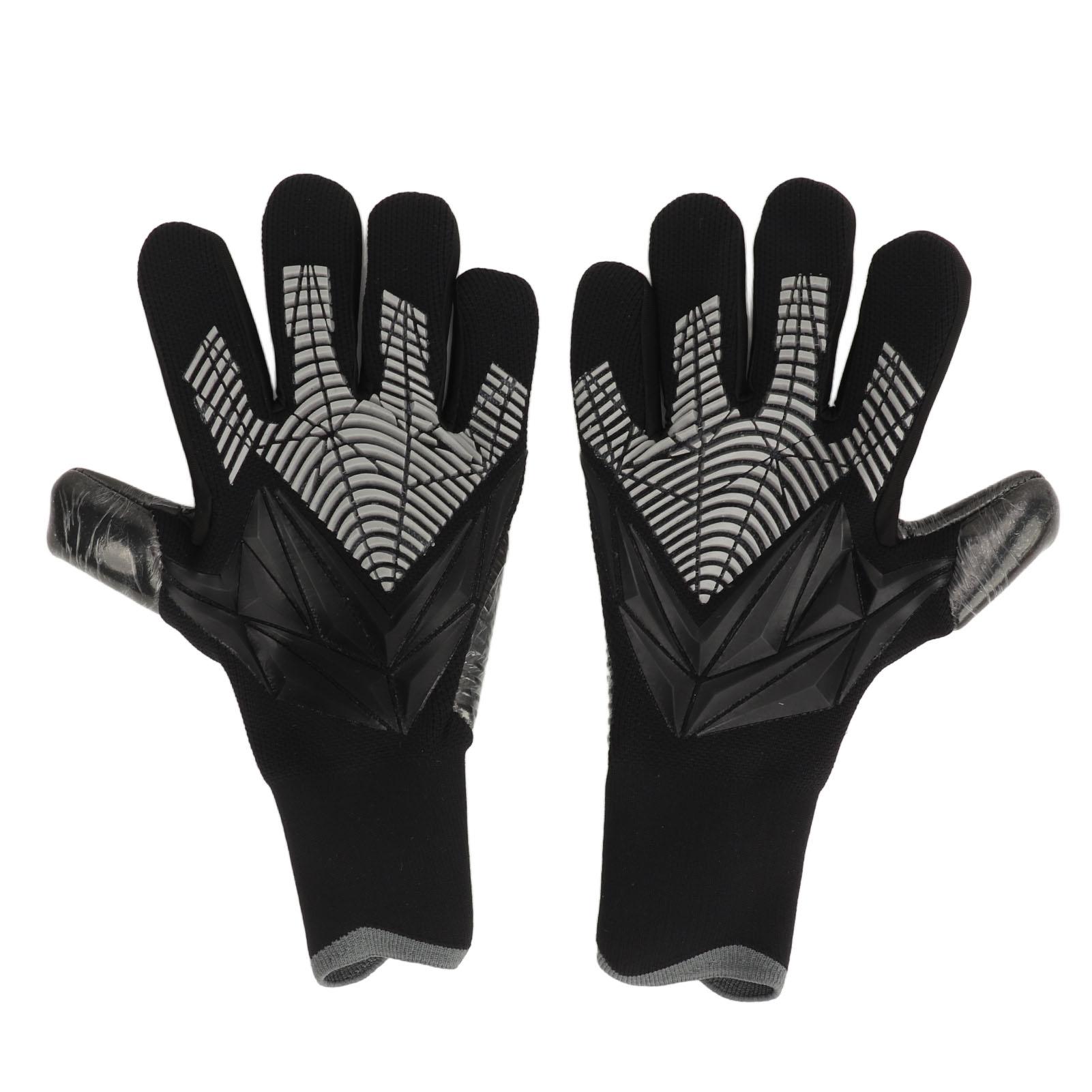 2 stuks Voetbal Keepershandschoenen Zwart Anti-Slip Latex Ademend Extra Vingerbescherming Keepershandschoenen voor Voetbal Size 9