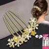 Korean Rhinestone Cat's Eye Flower Hair Comb Hairpin Clip Hair Accessory