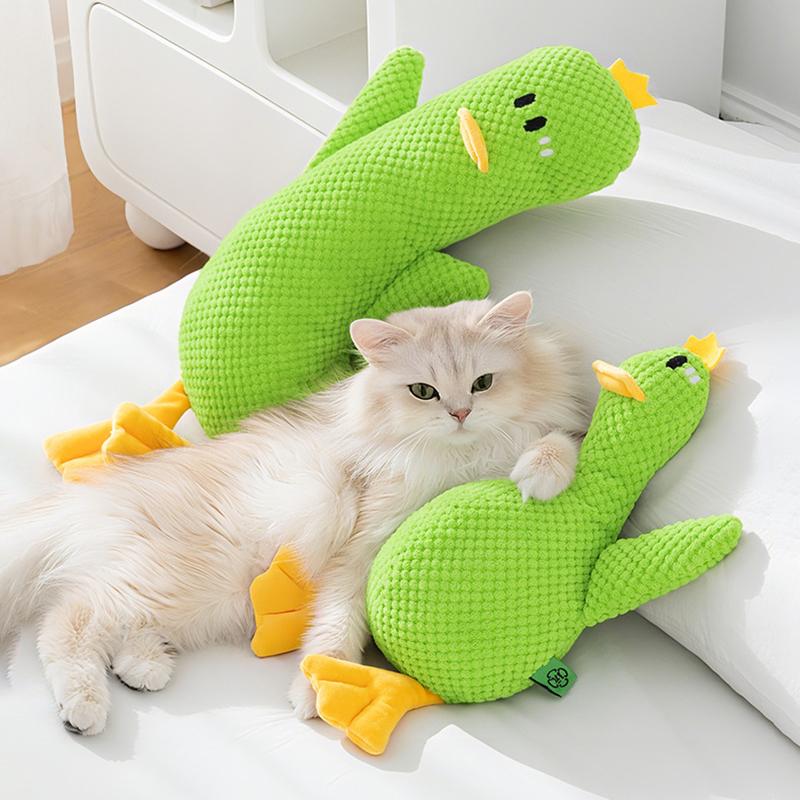 Creative Cartoon Duck Plush Cat Toy Calming Squeaky Interactive Training Resting Pet Pillow for Puppy Dogs Accessories Home