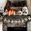 WTEMPO Handcrafted Halloween Party Banner Charming Wooden Bead & White Ghost Doll Rustic Garden Indoor Outdoor Festive Garland for Spooky Season