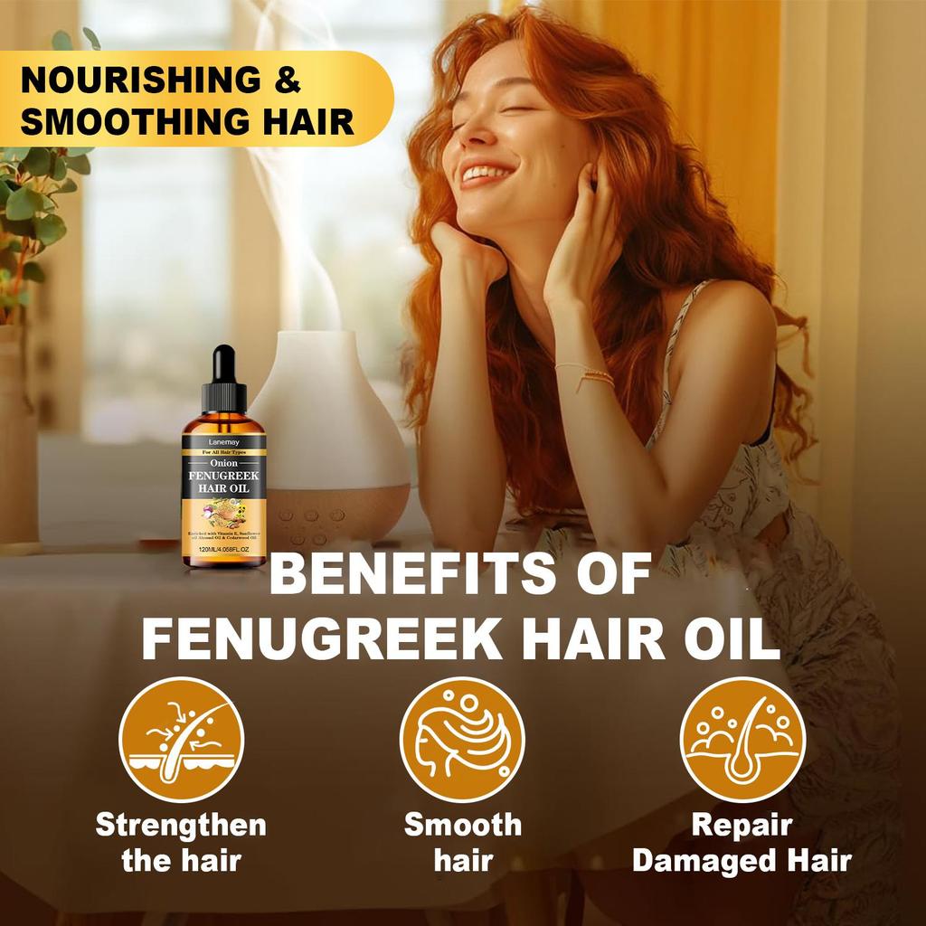 Onion Fenugreek Hair Oil-Soft Hair And Protect Hair Roots-Promotes Hair Growth-Suitable For All Hair Types, 120ml
