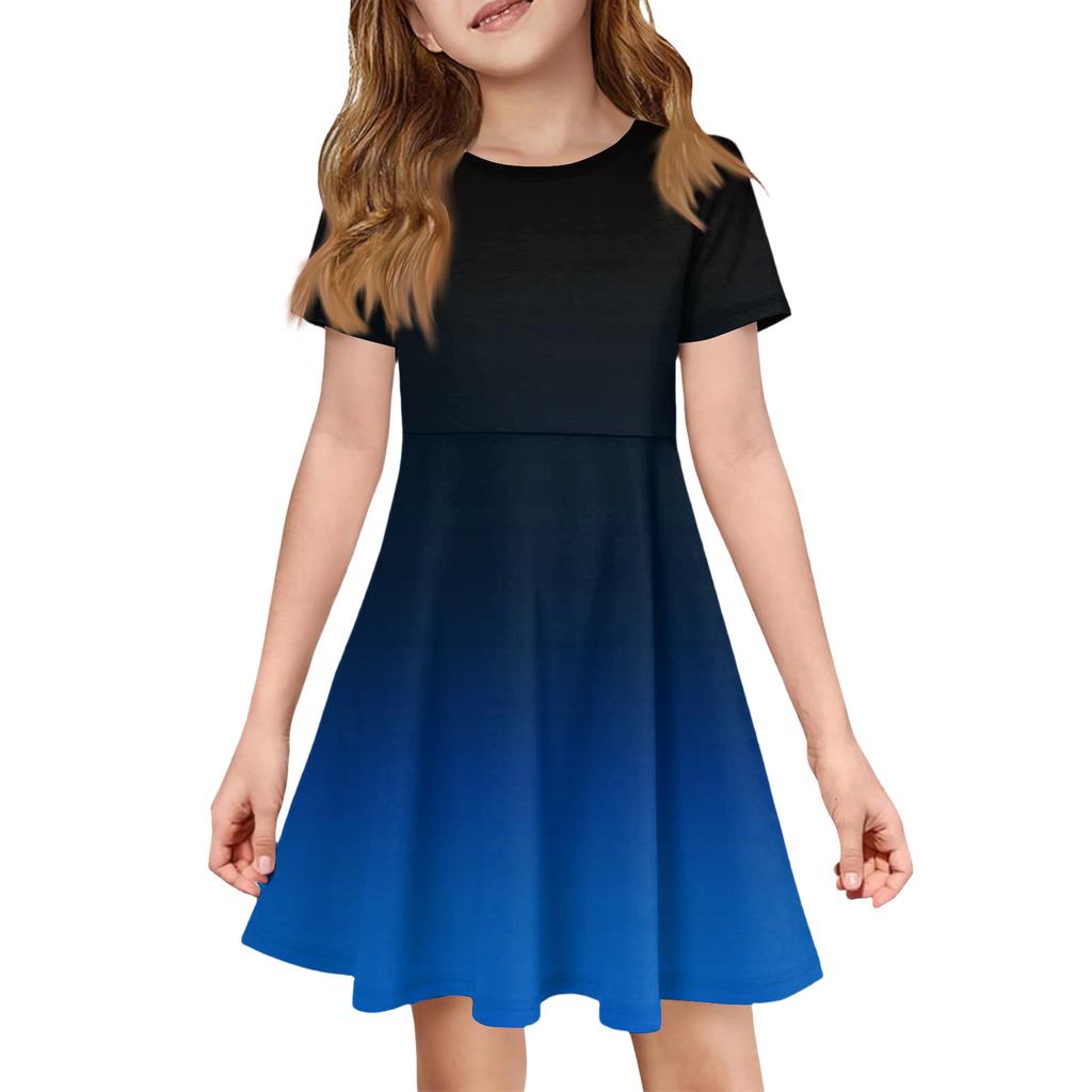 Girl Summer Dress Color & Print Short Sleeve Dress With Pocket Casual Dress Shorts Sleeve Party Dress Easter Day