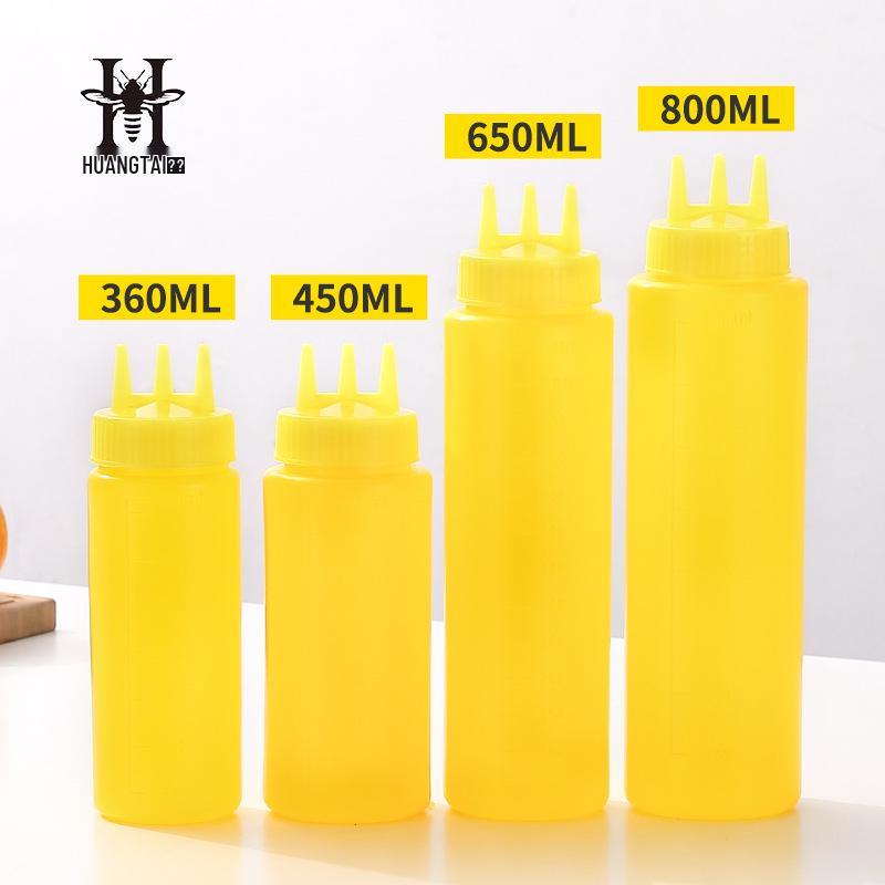 Three-Hole PE Condiment & Dressing Squeeze Bottle for Kitchen - Multi-Purpose Oil & Seasoning Jar