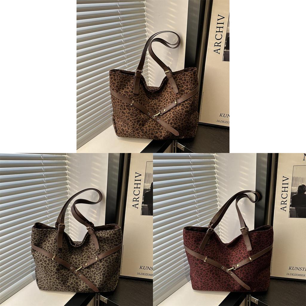 Leopard Design Handbag For Women Oversized Tote With Inner Pocket For Casual Outings