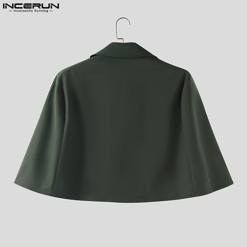 INCERUN Men Lapel Open Front Cloak Casual Loose Cropped Cape Coats