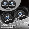 2Pcs Car Carbon Leather Water Cup Pad Anti-noise Coaster Mat For Volvo XC90 V90 V60 XC60 V40 S80 S60 S90 C40 XC40 V70 XC70 C30