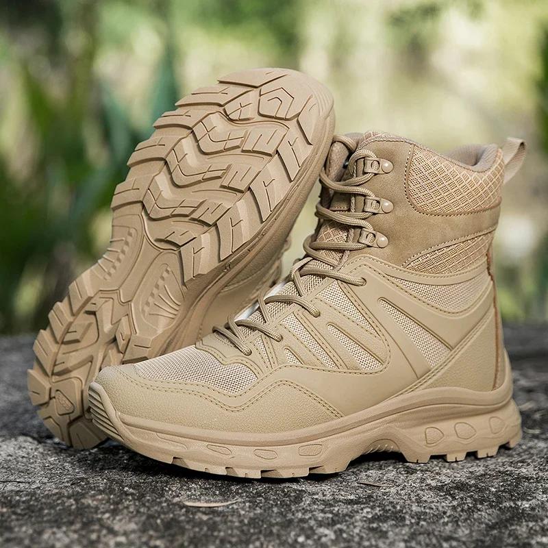 Men Tactical Boots Desert Hunting Lace Up Work Ankle Training Waterproof Hiking Shoes Outdoor Male Brand Climbing Shoe Army Boot