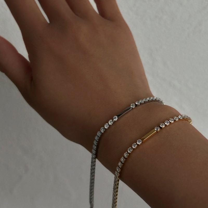 Minimalist Vintage Gold Plated Zircon Tennis Chain Anklet Women Adjustable Length Geometric Foot Jewelry