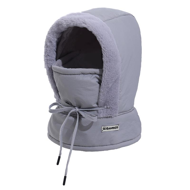 

Fleece warm winter ear protection hat women s big head circumference skiing cycling windproof snow mask scarf integrated hat adjustable