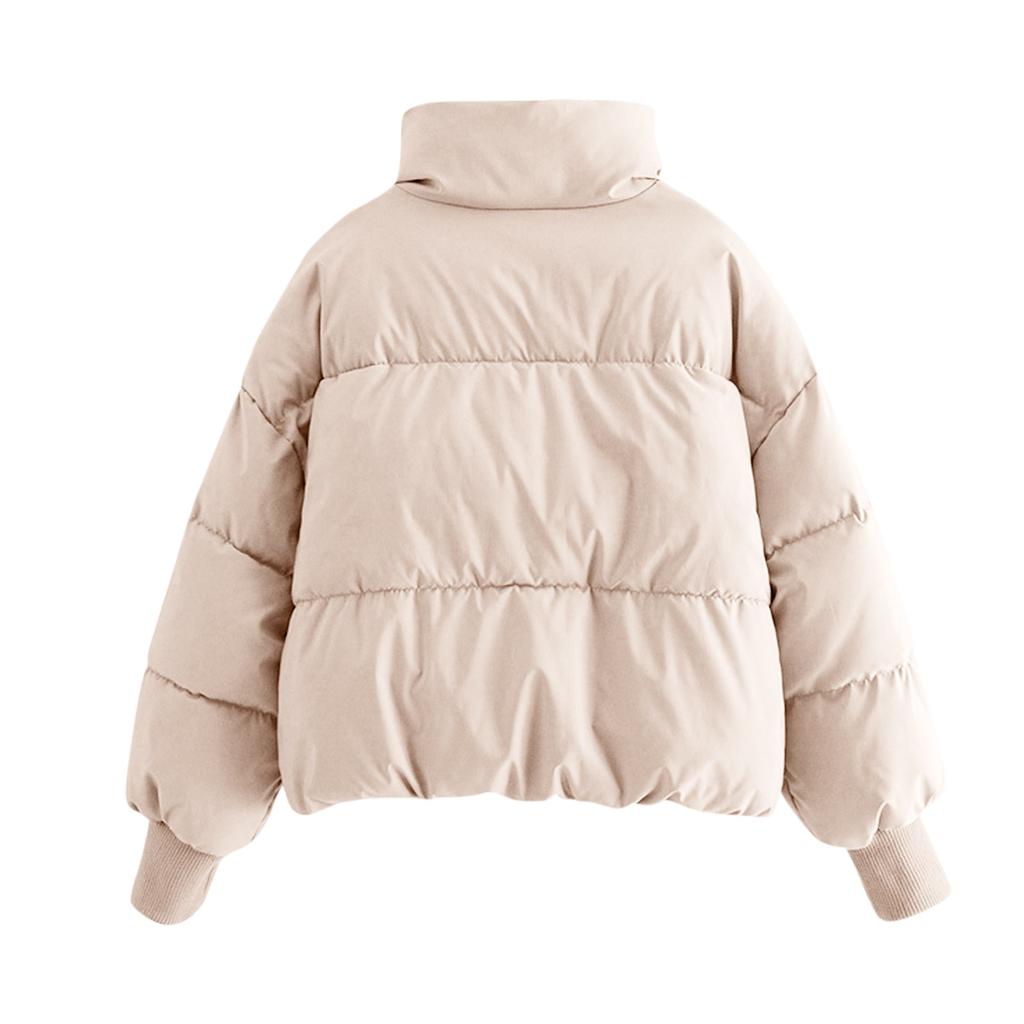 Women's Fashion Leisure Solid Color Long Sleeve Loose Stand Collar Zipper Coat Cotton Top