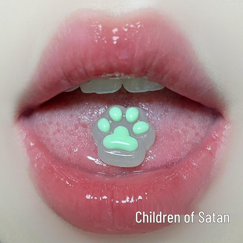Cat Paw Tongue Stud - Cute Milk-like Piercing Jewelry