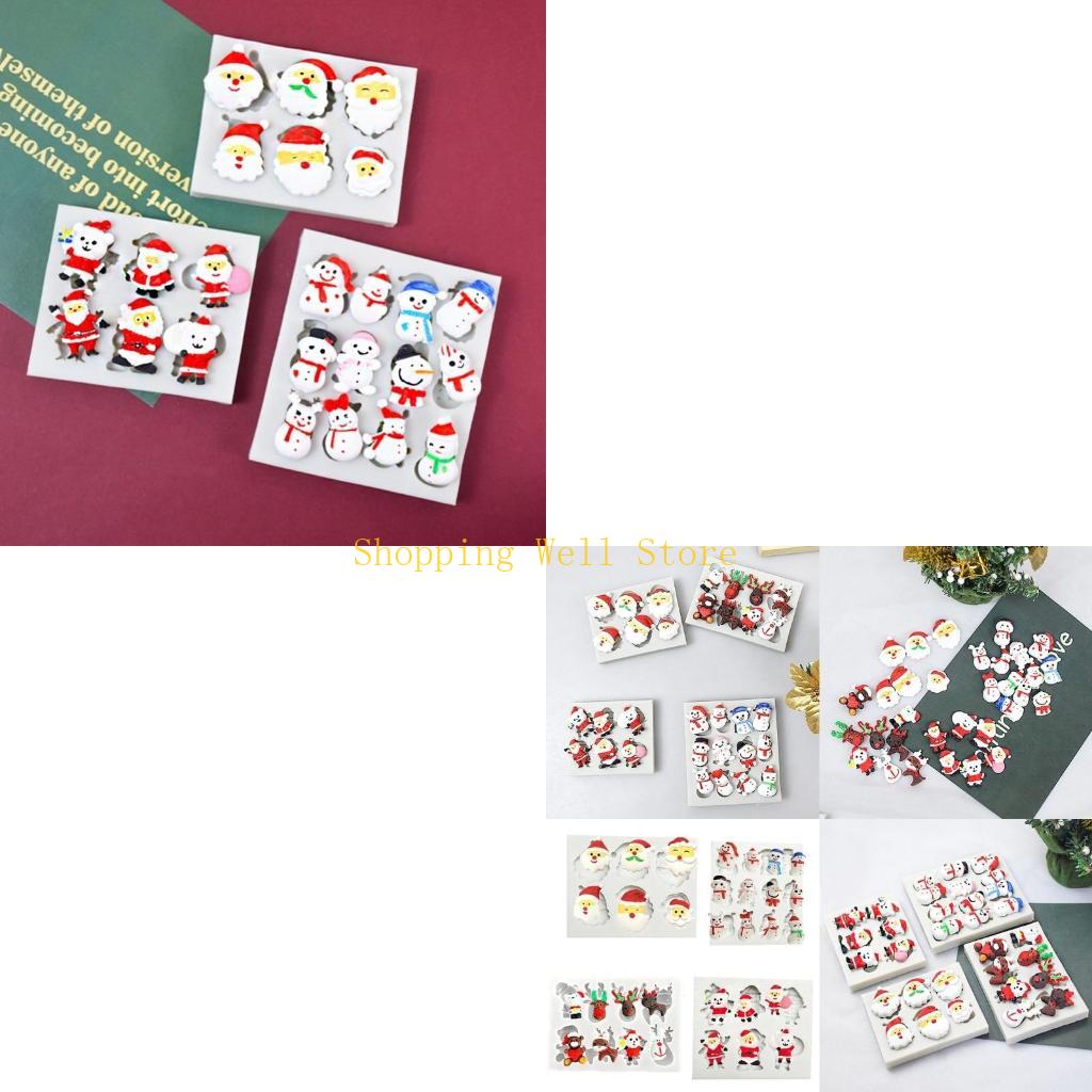 

KX4B 4pcs Santa Elk Snowmans Silicone Mold DIY Christmas Baking Mold Cake Decorating Tool for Making Chocolate Fondant China Mainland