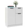 Low Buffet - White - 60x30x70 Cm - Engineered Wood - 4 Doors - Scandinavian Style