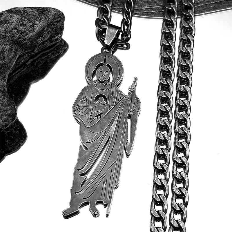 San Judas Tadeo Pendant Necklace for Men Women Stainless Steel Silver Color Saints Apostle of Jesus Chain Jewelry