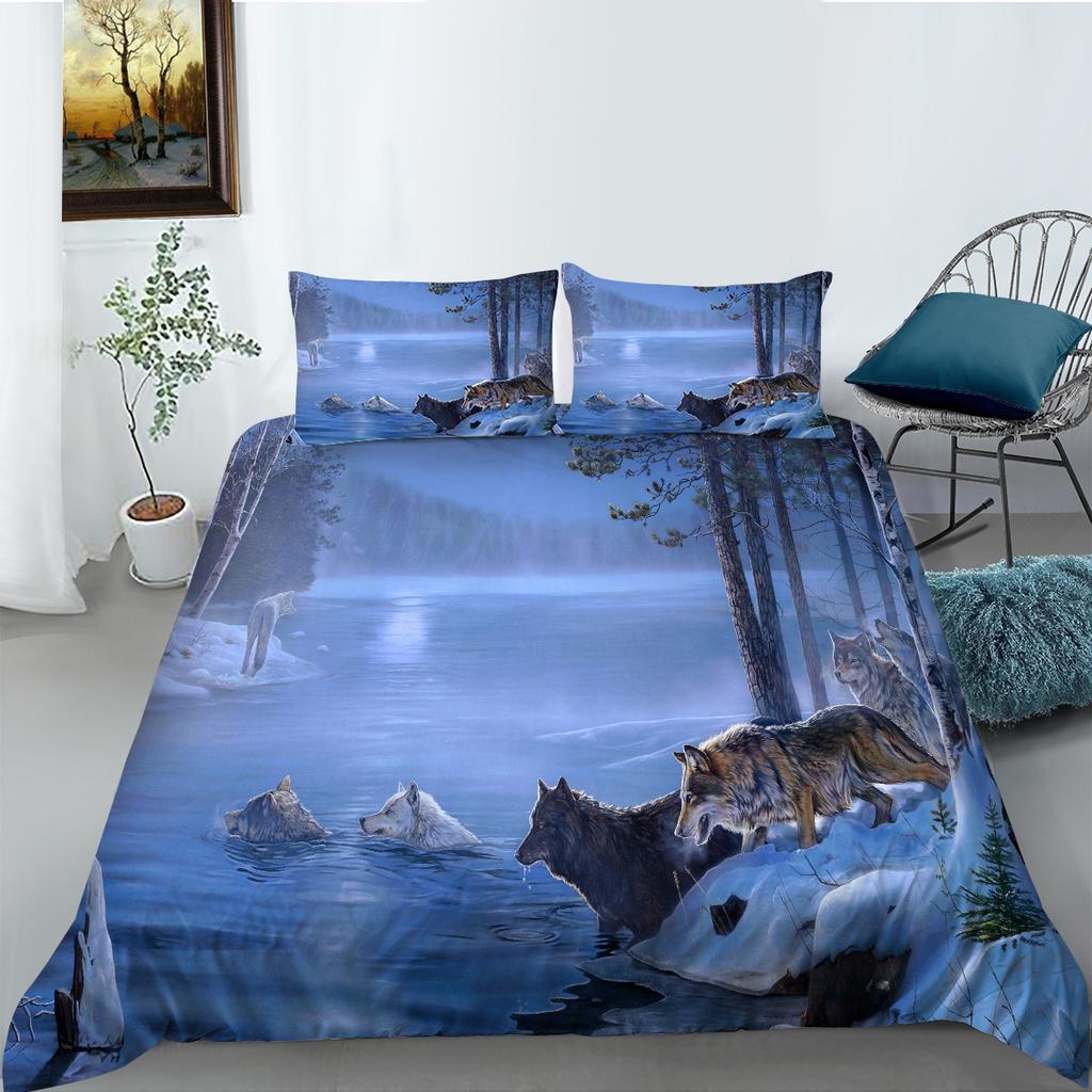 Shopify Can Wolf Series Bedding Two Or Three Pieces Polyester 3D Digital Printing