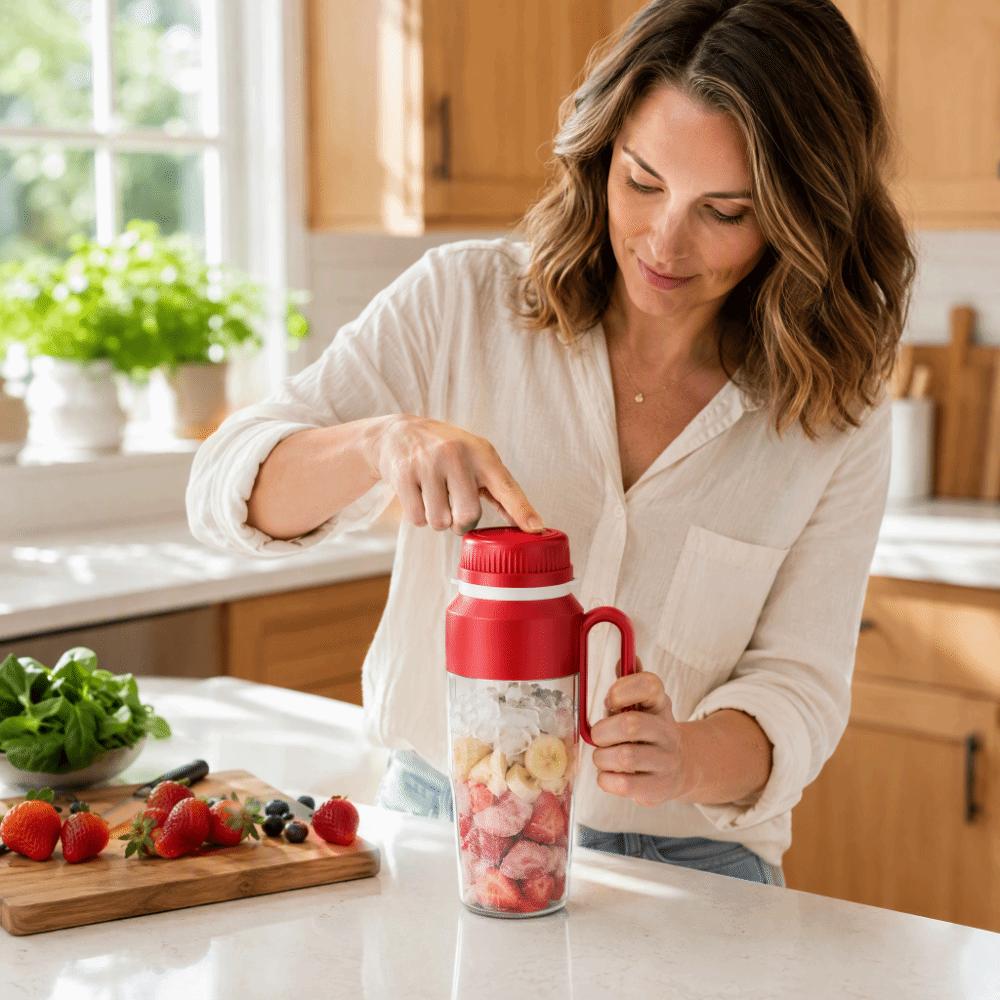 1500ml Large Capacity Fruit Vegetable Blender Rechargeable Smoothie Mixer Drinking Lid
