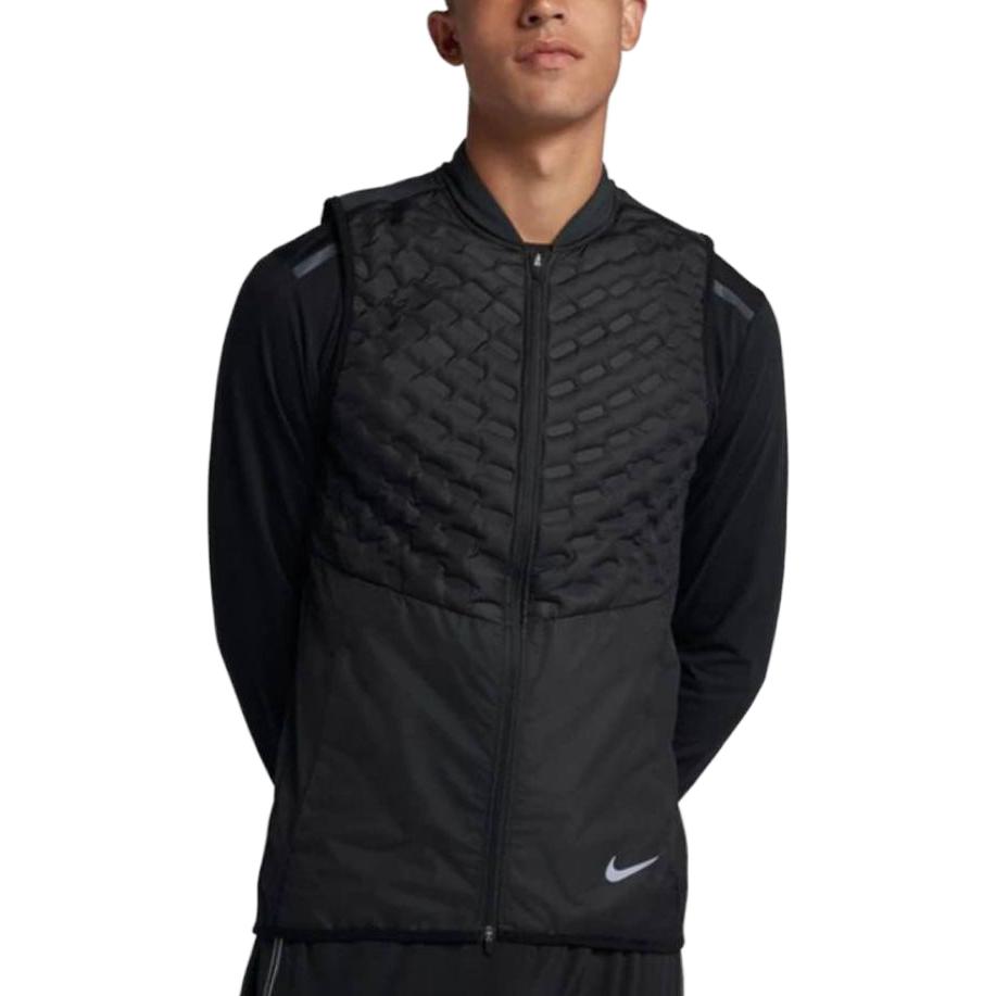 Nike Solid Color Sports Stand Collar Warm Vest Men Vests Black 928502-010