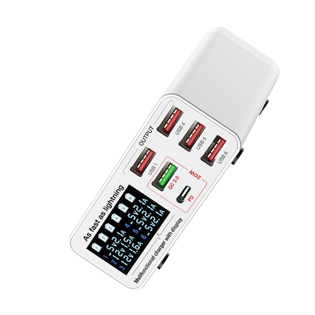 6-Port Multifunktionale Desktop-Ladestation mit Smart-Display USB r für Mehrere Geräte