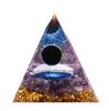 Orgonite Crystal Orgone Pyramid Tree of Life Energy Tower Nature Reiki Healing Chakra Crushed Stone Jewelry Object (Blue X Hexagon)