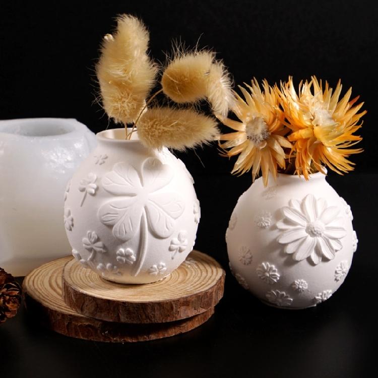 Multipurpose Silicone Vase Molds Floral Carving Silicone Candlestick Mould For Handmade Vase Home Decoration Resin Art