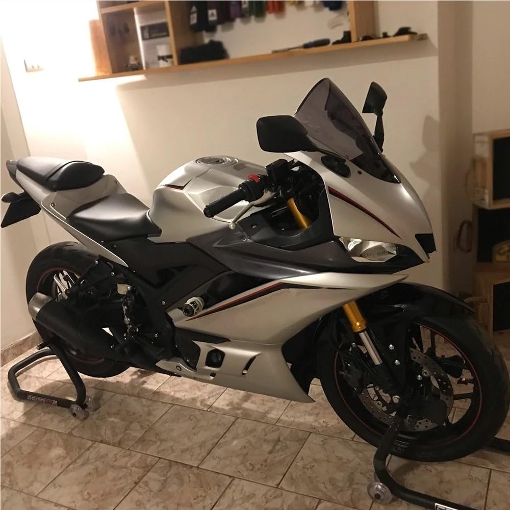 Windshield Motorcycle YZF-R3 YZF-R25 2019 2020 2021 2022 2023 Motorcycle Sport Racing Double Bubble Windshield Windshield Visor Deflector (Black)