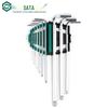 SATA 9-Piece Extra Long Metric Hex Key Set, Ball End, Stainless Steel, Flat Head