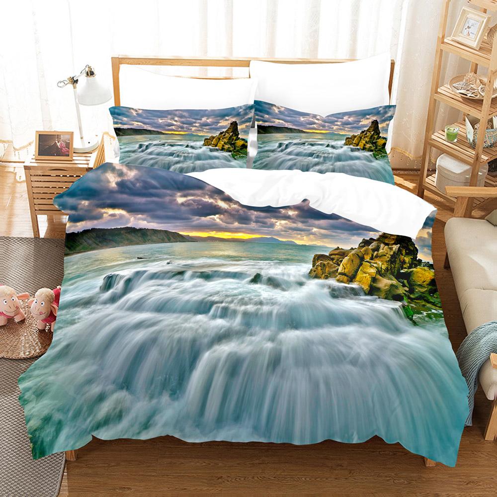 White Lotus On The Lake Duvet Cover Set 3D Print Plant Polyester Comforter Cover King Queen Size for Girls Kid Boys Bedding Set