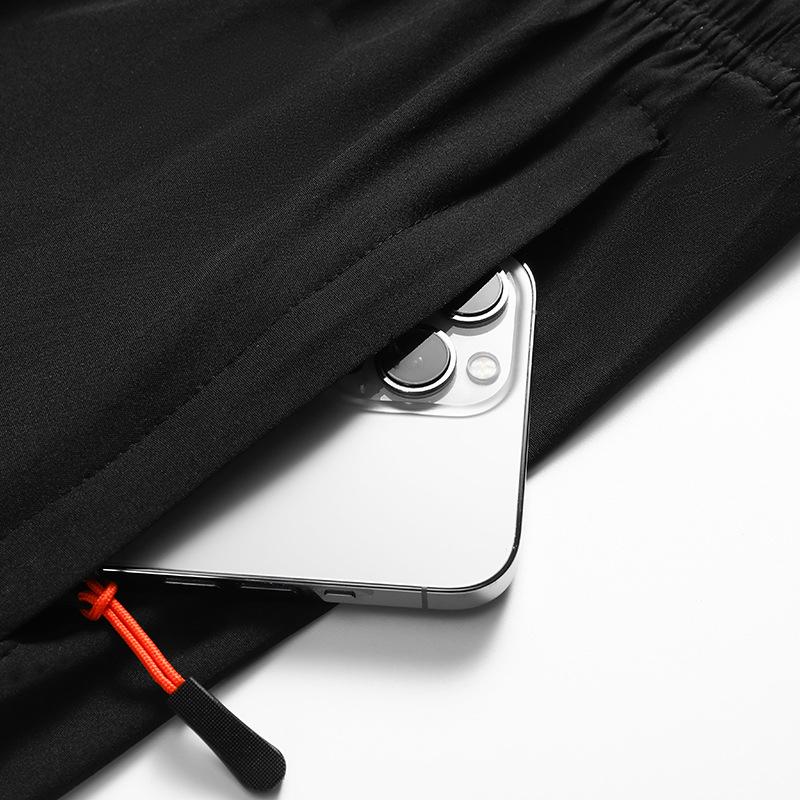 Men's 2025 Summer Reflective Sports Shorts - Ice Silk, Zipper, Four-Way Stretch, Casual Five-Point Pants