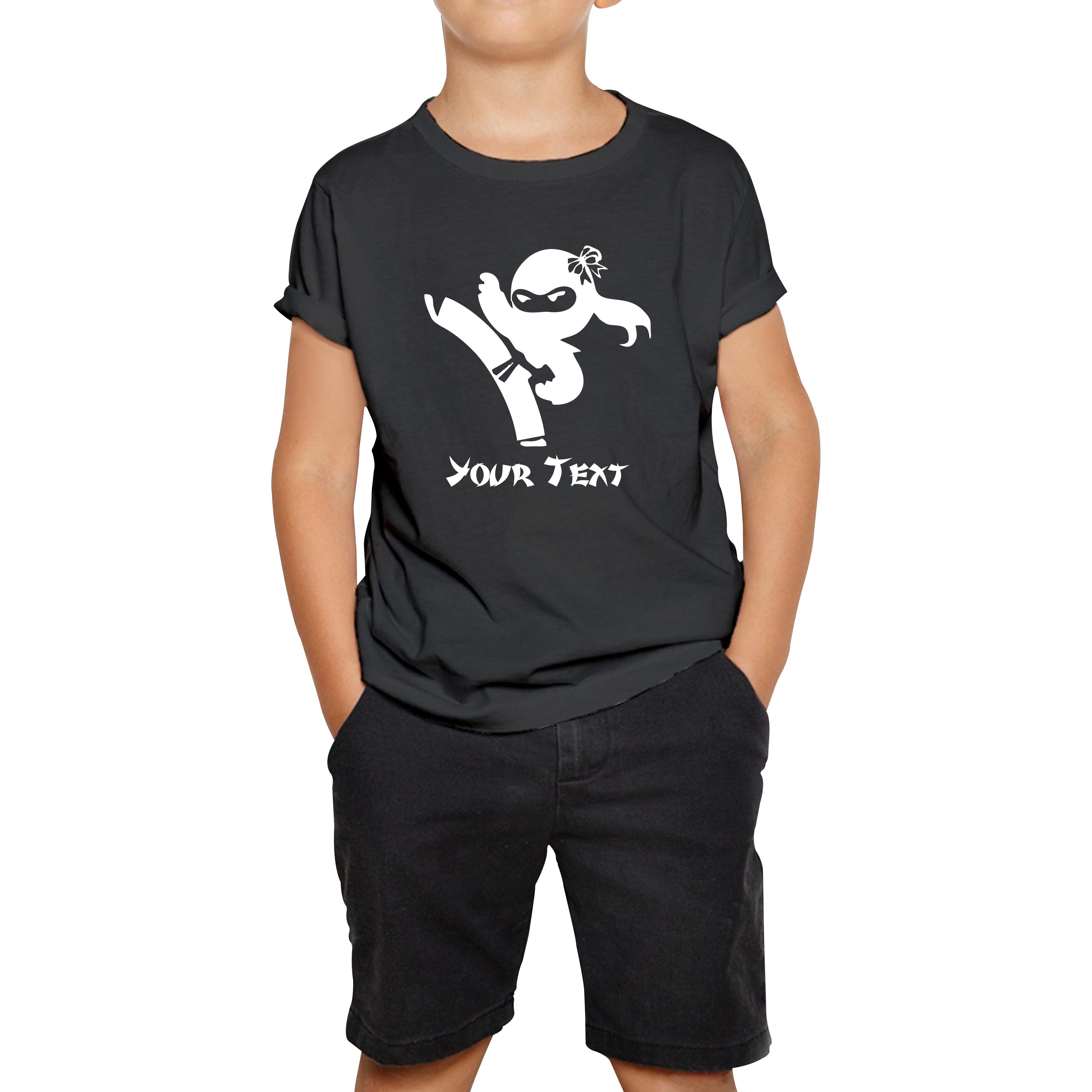 Personalised Ninja Girl Your Text Retro Ninja Warrior Martial Arts Judo Karate MMA Kids Tee 110