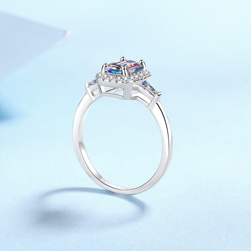 S925 Sterling Silver Moissanite Ring Women's Pt950 Gold Plated Light Luxury Personalized Wedding Ring