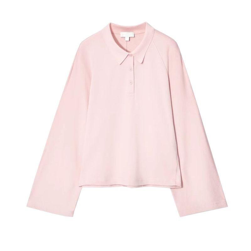 CS Spring New Women's Clothing Casual Style Button Half Placket Long Sleeves Polo Shirt 1259510 1267640