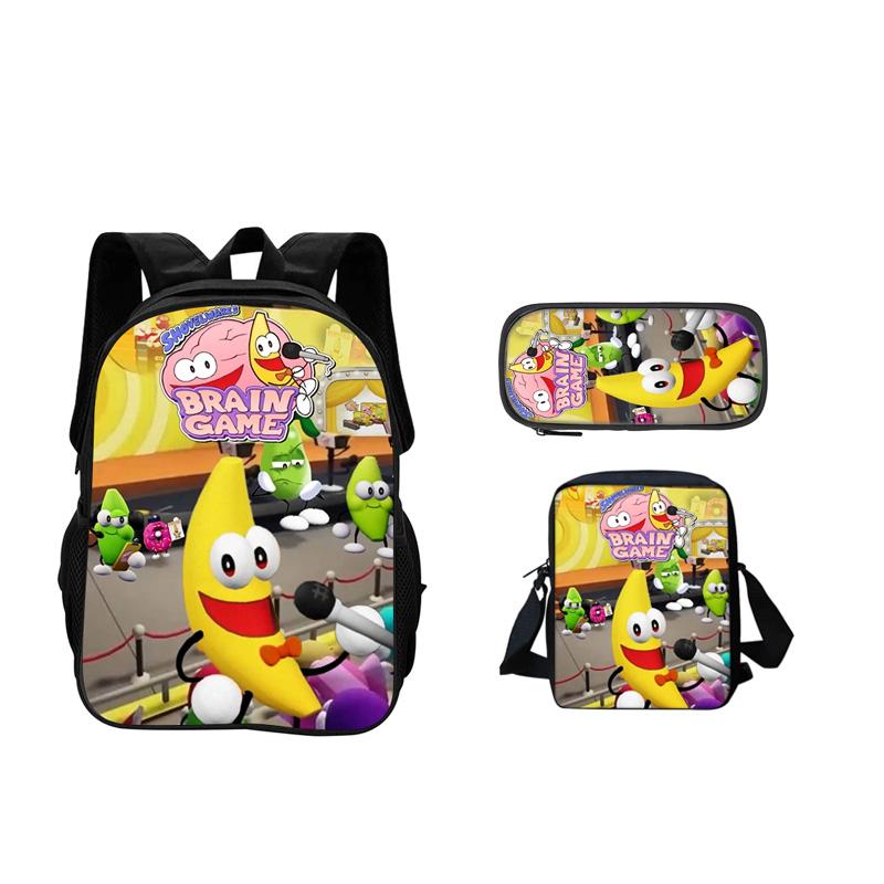 Shovelware Brain Game Enfants Ensemble 3 Pièces Sac à Dos Étudiant École Sac à Bandoulière Trousse à Crayons Sac à Dos Enfants Mode Rucksack Meilleur Cadeau