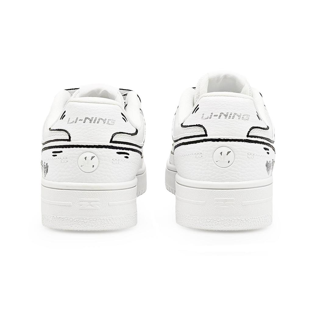 Li Ning Tianji Slip Resistant Abrasion Resistant Low top Skateboard Shoes Unisex White Black AGCU096-5(Team131- S)