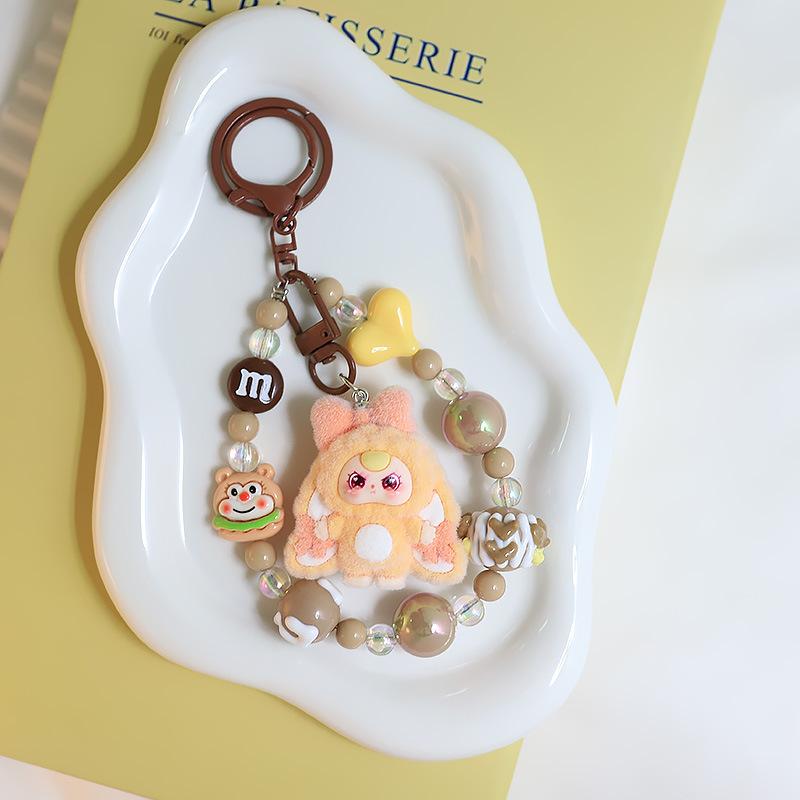 Baby Mini Three Flocking Keychain Trendy Figures Key Chain Cute Kawaii Dora Wendy Doll Keyring Bag Charms Christmas Gifts