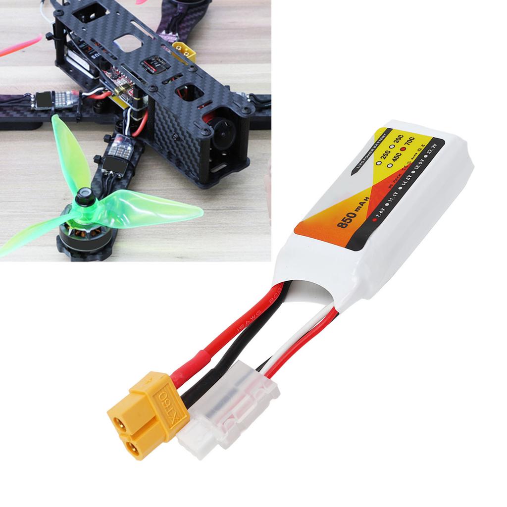 7.4V 850mah 70C 2S Lipo Battery with XT60 Plug Accessory Fit for QAV250 Quadcopter RC Racing Car