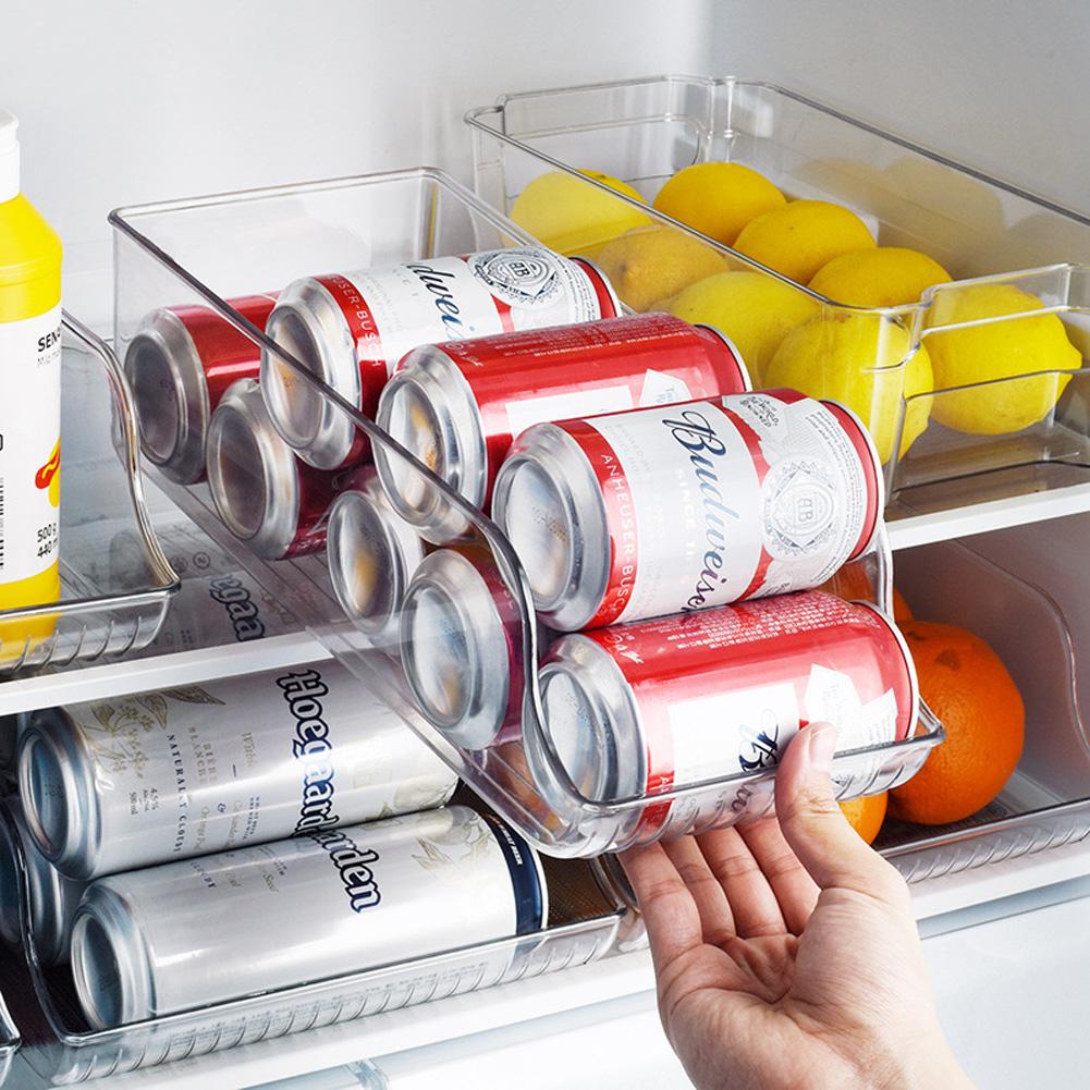 Refrigerator Drawer Beverage Storage Box Transparent PET Drink Cans Finishing Holder