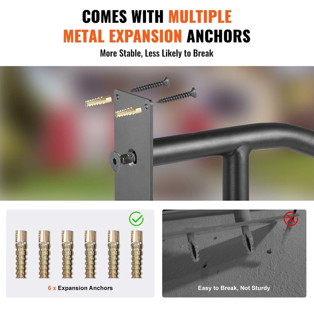 Handrails for Outdoor Steps 29" Wall Mount Safety Railings for 1-3 Steps