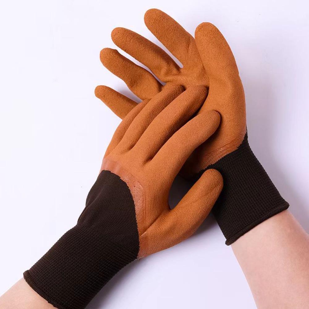 4Pairs Latex Material Gardening Gloves Prick-proof Design Permeable Fabric Prick-proof Gloves Protective Layer Comfortable