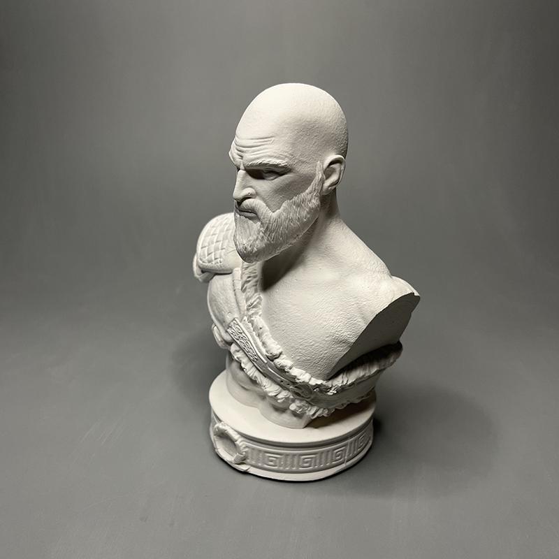Nordic God of War Kratos Plaster Sculpture Model Countertop Ornaments Modern Sketch Character Statue Crafts Interior Decoration