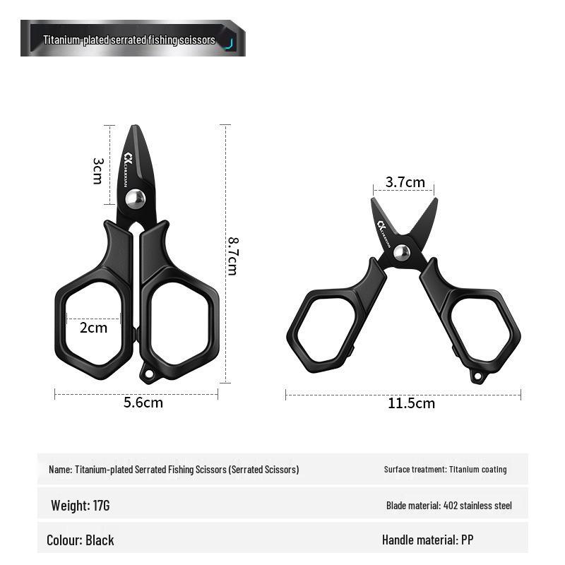 Nowe wielofunkcyjne nożyczki wędkarskie z powłoką tytanową do żyłki PE, drutu ołowianego i przynęt Dyneema