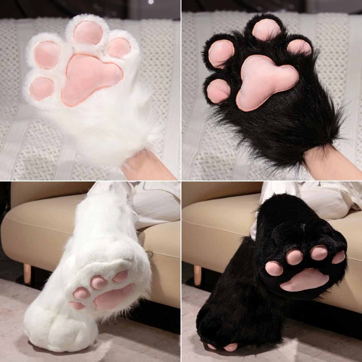 Pandara Jewelry Women's White/Black/Grey Non-Toxic Creative Cute Cat Claw Glove Plush Toy Fursuit Shoes Wings Cosplay Props Plushies Creative Animal Accessories Cm