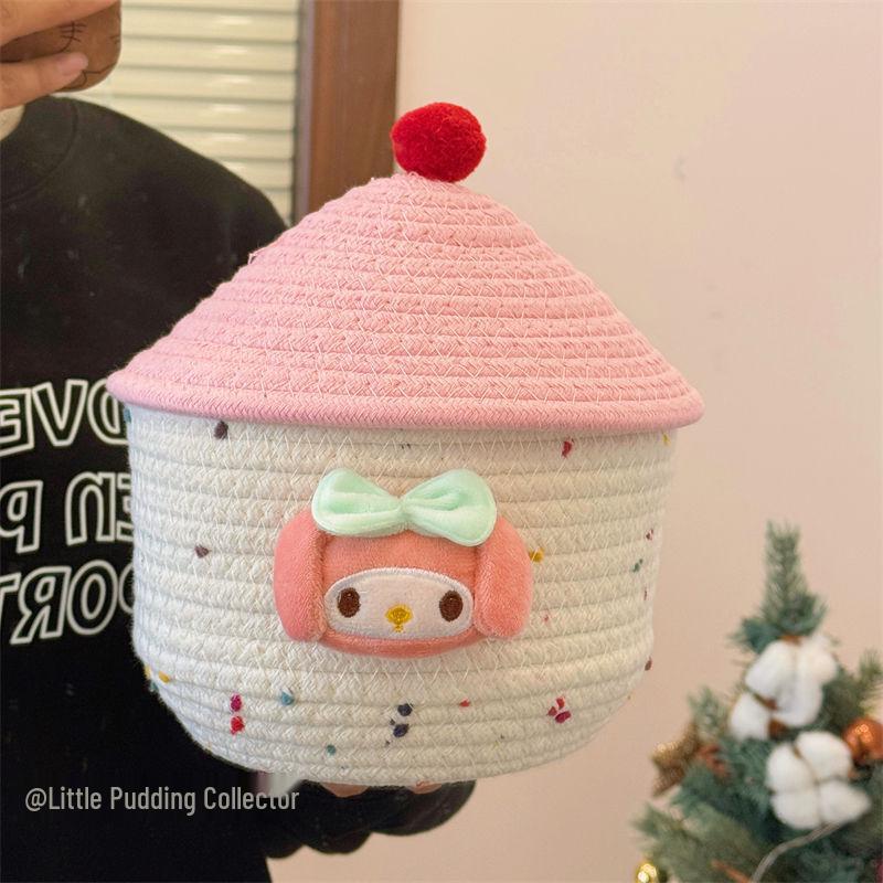 

Cute Cartoon Cotton Yarn & Cosmetics Storage Basket with Lid Color Dot Cinnamon Dog Basket [Pink]
