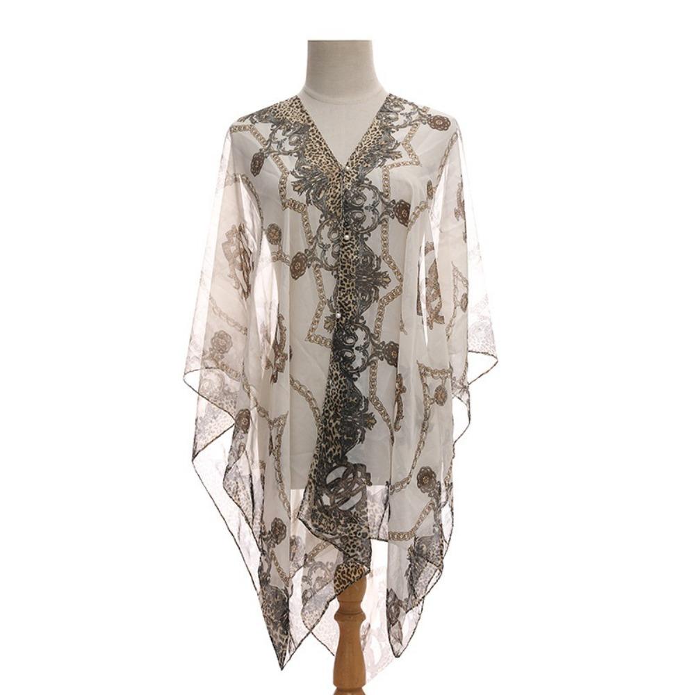 

Leopard Print Flower Scarf Printed Sexy Beach Wrap New Fashion Coats Jackets Capes Spring Summer білий