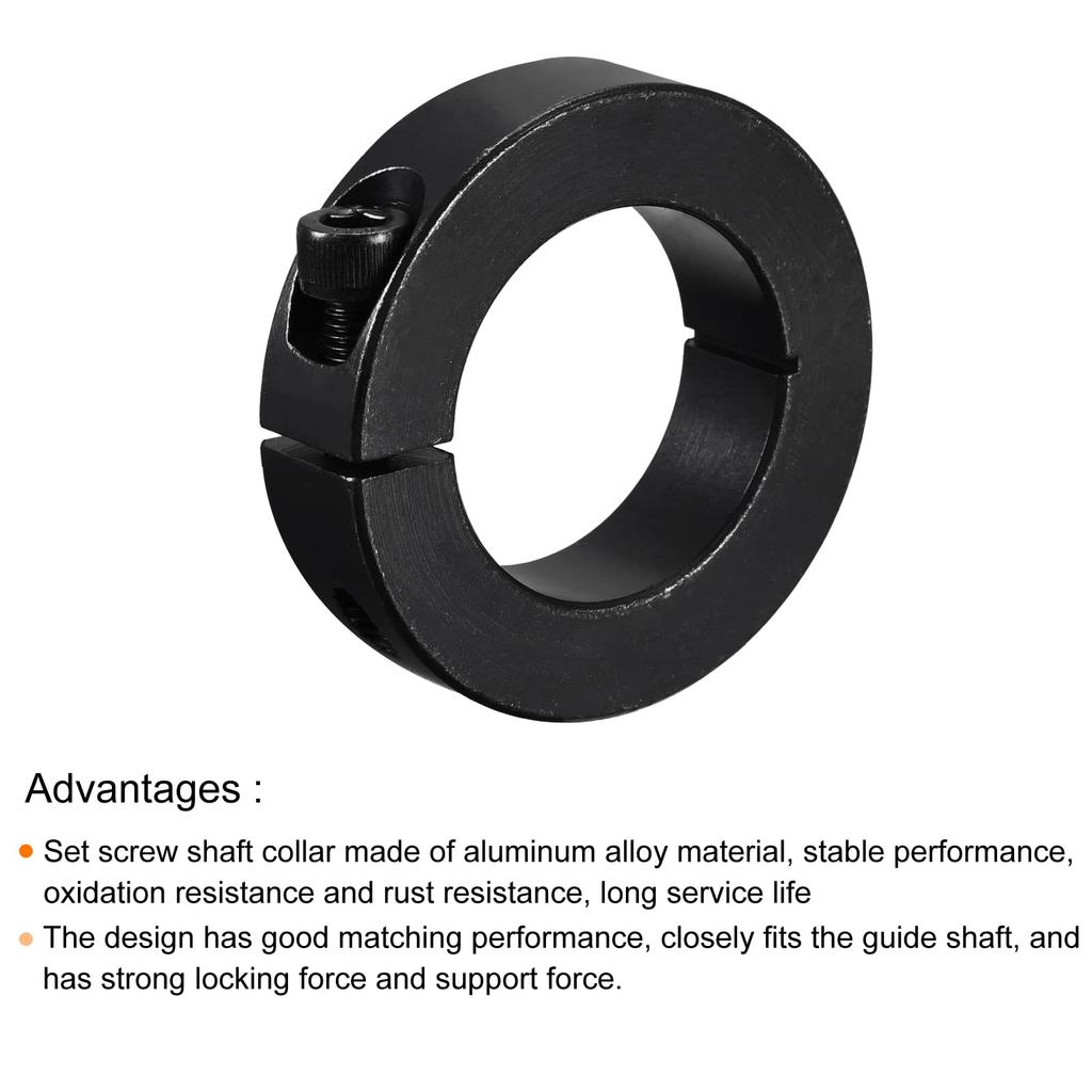 Uxcell Colliers d'arbre, à fente unique, Colliers de serrage en acier au carbone avec vis de serrage, Diamètre intérieur 35 mm, Noir, 2 pièces