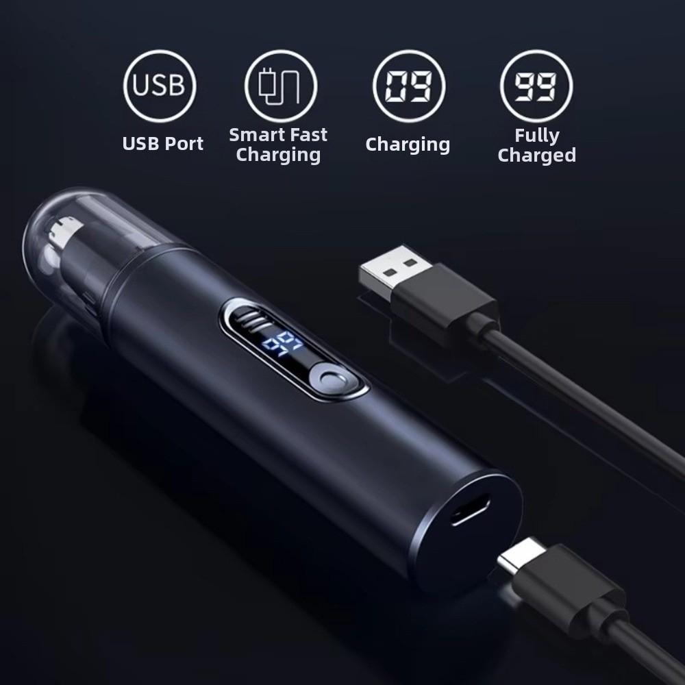 Rotary Cutter Head Electric Nose Hair Trimmer LED Digital Display Ear Face Clean Trimmer Travel