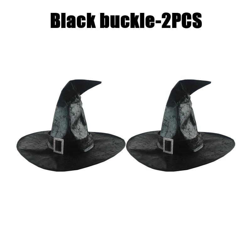 Halloween Folds Witch Wizard Black Hat Party Cosplay Costume Headgear Devil Cap Props Decoration Supplies for Adult Women Men